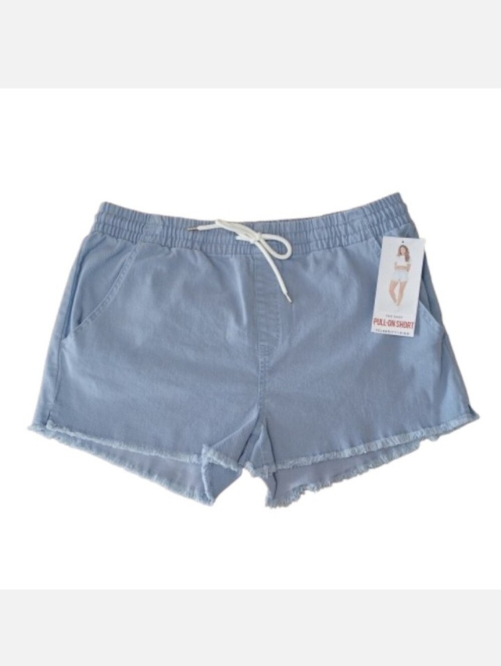 Celebrity Pink Women's Plus Size 2XL High Rise Raw Hem Periwinkle Denim Shorts